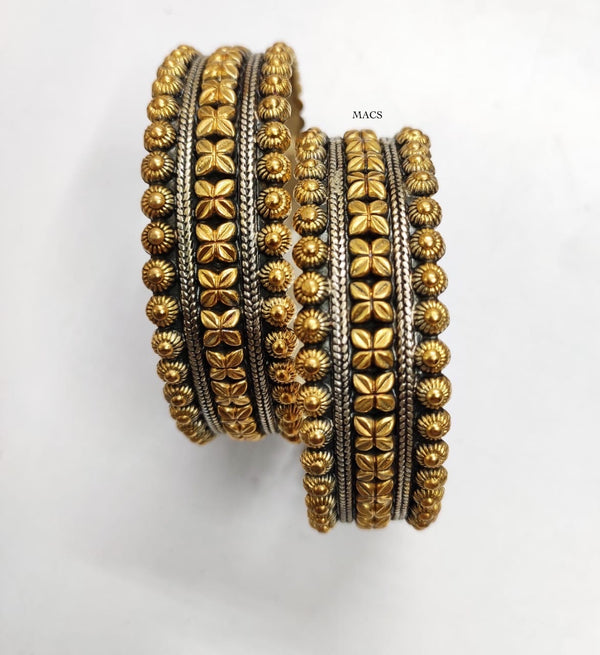 Gold plated Floral Kada (2.6, Pair)
